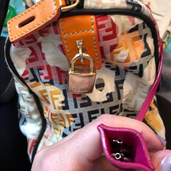 Auth Fendi Floral Mini Zucca Boston Bag RARE - Picture 3 of 8